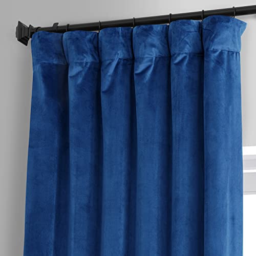 Image of HPD Half Price Drapes Signature Plush Velvet Blackout Curtains for Bedroom (1 Panel), 50W X 84L Hotel Black Out Curtains for Living Room, Thermal Insulated Blackout Curtains, Babylonian Blue