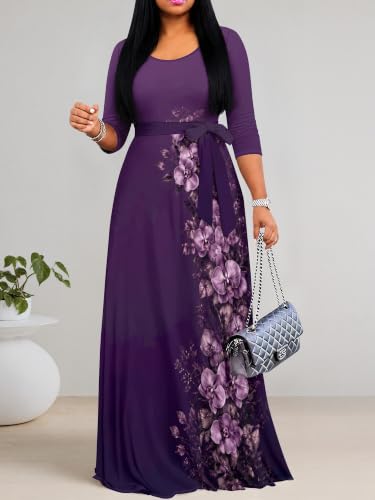 Image of Women's 3 /4 Sleeve Maxi Dress with Pockets