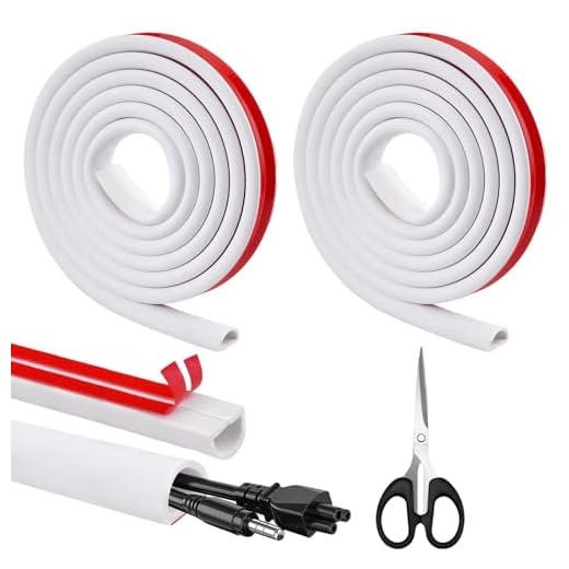 5M Mini Canaleta de Cables, Scettar 15X10mm Canal de Cable Flexible en Forma de D Canaleta Cables Pared Adhesivo Cables en el Suelo de la Pared con 1 Tijeras para Hogar Oficina Almacén