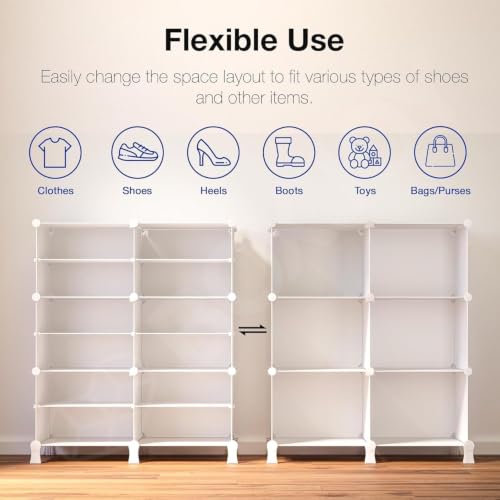 Image of Plastic Shoe Rack for Home with Door | 3-Shelf DIY Shoe Cabinet Organiser | Stores 12 Pairs | Foldable & Waterproof Shoe Stand for Entryway, Bedroom
