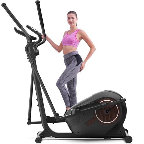ANCHEER Elliptical Exercise Machine, Quiet Magnetic Drive Elliptical Trainer for Home, 14 Resistance Levels, Pulse Rate Monitor, LCD Monitor, 15.5IN Stride Max 400Lbs