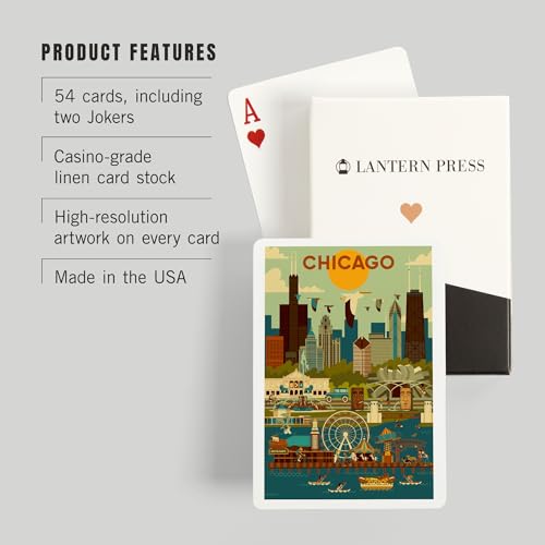 Baraja de poker Chicago Illinois geométrica 52 cartas miniatura 3