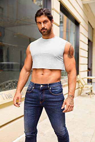 Mens Workout Cropped Tank Top Plain Vest Lightweight Basic Sleeveless Crop Tops Hot Shirts3