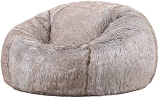 icon Lapin Faux Fur Bean Bag Chair, Grey, Luxury Fluffy Bean Bags Adult, Large Bean Bags with Filling Included, Living Room Bean Bags