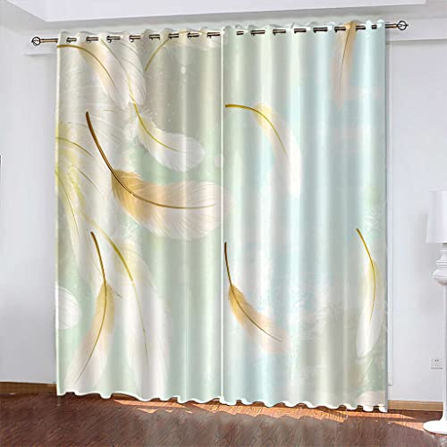 SBQZIQ Rideaux Occultants Isolants Thermiques la Plume Lot de 2 Rideaux 75x166cm Salon Acoustiques Anti Froid pour Chambre à Oeillets Opaque Anti Chaleur Anti Bruit Cover