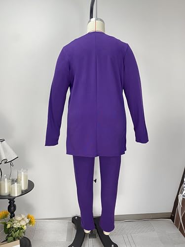 Women's Plus Size 2 Piece Outfits Open Front Blazer and High Waisted Long Pant Suit Set Business Loungewear4