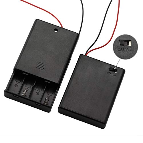 Onwon 6 Pieces 4 Slots x 1.5V AAA Battery Case Holder Battery Spring Clip Storage Box Wire Leads with On/Off Switch