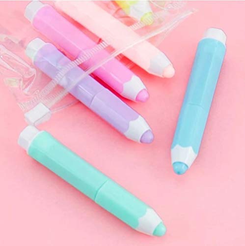 Mini Highlighters Pencil Shape 6 Pcs Pastel Portable Pocket Cute Kawaii Highlight Set Chisel Tip Office Stationery Supplies