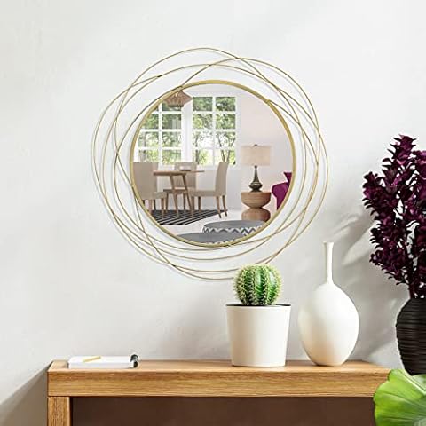 ironsmithn Wall Mirror Mounted Round Decorative Mirrors Circle for Bathroom Vanity, Living Room or Bedroom (Gold1) Cover