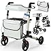 Produktbild Arebos Leichtgewicht Rollator Aluminium | Reiserollator 6-fach höhenverstellbar | Faltbar | Inkl.Stockhalter und abnehmbare Einkaufstasche | Gehwagen Laufhilfe Gehhilfe mit Feststellfunktion | Grau