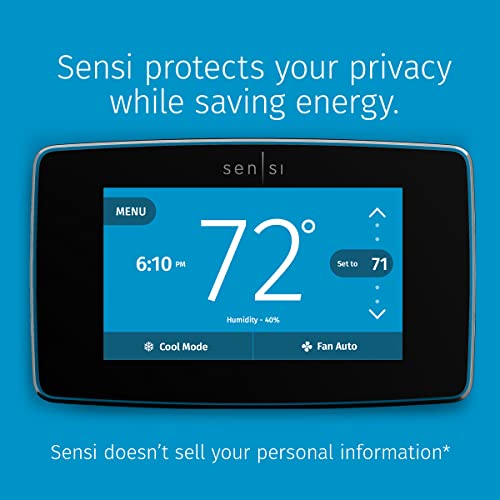 Emerson Sensi Touch Wi-Fi Smart Thermostat with Touchscreen Color Display, Works with Alexa, Energy Star Certified, C-wire Required, ST75 Black 5.625 inch x 3.4 inch x 1.17 inch by Sensi - Image 2