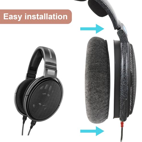 HD600 Ear Pads compatibles con Sennheiser HD650, HD660S, HD600, HD545, HD525, HD535, reemplazo de almohadillas de oído para auriculares X HD6XX, HD58X, HD580, HD565 Jubilee, tela de terciopelo mejorada miniatura 7