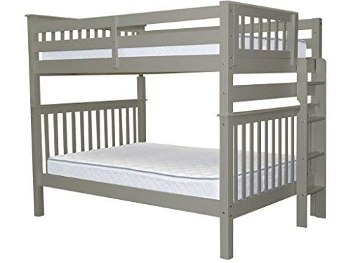 Bedz King Bunk Beds Full Over Full Mission Style With End Ladder, Gray #TOP2