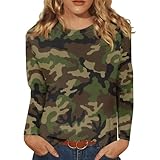 slqdgmryz Womens Long Sleeve Tops Casual Camo Shirt Crewneck Printed Plus Size Blouses Dressy Loose Fit Workout Tunic Tops Fall Blouses for Women 2025 Camouflage Shirts for Women, Light Brown, Large