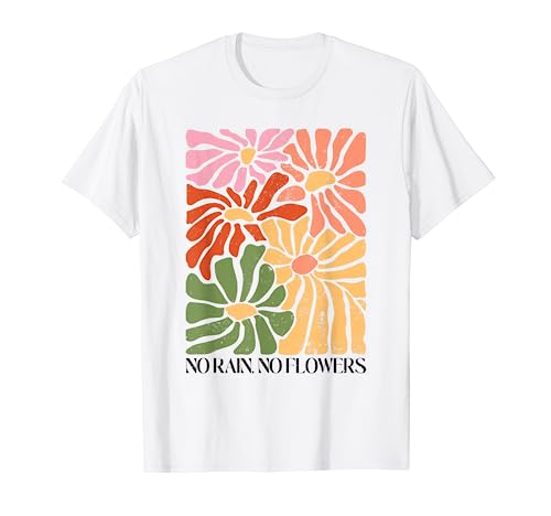 No Rain No Flowers Shirt Boho Mignon Floral Femmes Filles Fleur T-Shirt