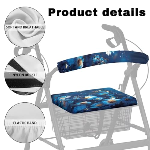 Image of Moon Butterfly Walkers Seat Covers Soft Adjustable Accessories for Rollator Walker Universal Walkers Seat Covers for Men