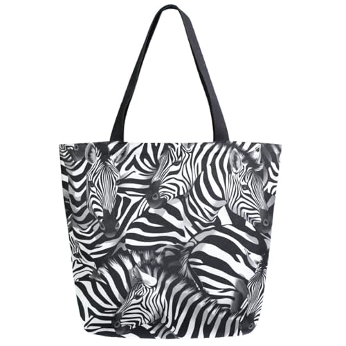 Zebra Background Black White Extra Large Canvas Gym Shoulder Tote,Durable Daily Reusable Top Handle Bag for Mens Womens Yoga Weekender Picnic Beach Travel Market Shopping