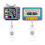 2 Pcs Funny Nurse Badge Reel Retractable, Cute Nursing TV Badge Reels Be Patient with Me I'm from The 1900's...