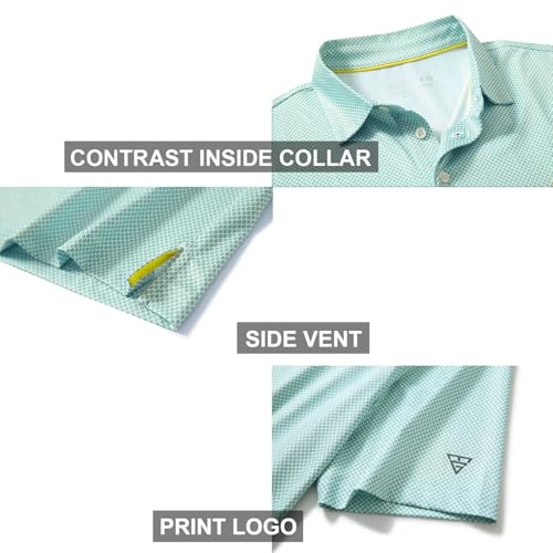 Image of Golf Shirts for Men Dry Fit Short Sleeve Print Performance Moisture Wicking Polo Shirt