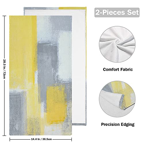 Alaza Grey And Yellow Abstract Art Painting Hand Towels Soft Absorbent Decorative Bath Towels Face Towels Set Of 2 For Bathroom Gym Hotel Spa 28 X 14 Inch #TOP1