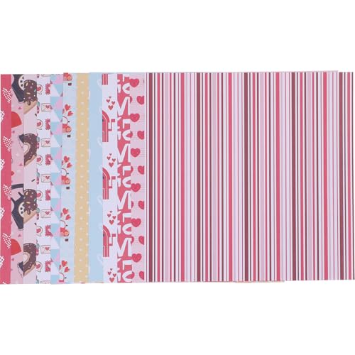 AUTSUPPL Papeles para Álbumes de Recortes San Valentín 24 Unidades de Papel Decorativo Patrones Temáticos para Manualidades y Tarjetas DIY, Suministros para Proyectos de Scrapbooking