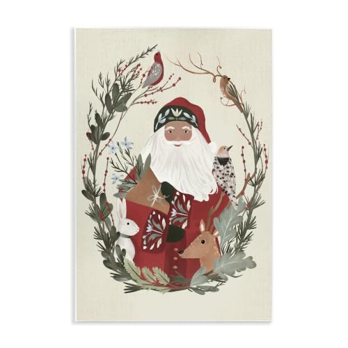 Santa Claus Holiday Wildlife, 10 x 15 Inch Mounted Print on Wall Plaque