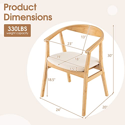 Giantex Bamboo Accent Chair For Living Room, 100% Bamboo Painted Surface Upholstered Boho Accent Chairs With Anti-Slip Foot Pads, Accent Armchair For Bedroom #TOP2
