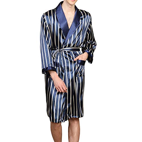 Kapokdressy Mens Satin Robe,Silk Long Sleeve House Kimono Bathrobe Pajamas Set, Soft Dragon Robe Set #TOP2