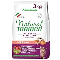 Trainer Natural Sterilised Adult con Salmone e Fibra di Pisello 3 Kg, 3000 Gr