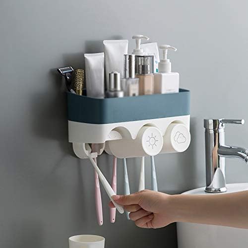 Wall Mounted Toothbrush Rack Brushing Cup Set Punch Free Bathroom Mouthwash Cup Dental Cylinder Storage Rack