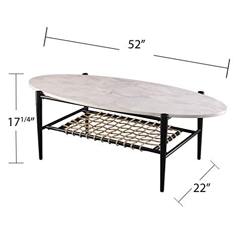 Sei Furniture Relckin Faux Marble Coffee Cocktail Table, White/Black/Natrural #TOP4