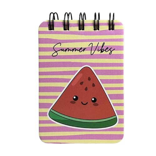 Image of Spiral Pocket Notebook (7.5 x 11 cm) | Cute Mini Notepad | Small Handy Notebook for School, Office & Personal Notes (Watermelon)