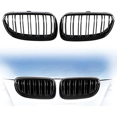 AUFER Glossy Black Front Kidney Bumper Grille Grill Double Lines Radiator Grille Replacement Compatible With for 3 Series E92 E93 325i 328i 335i 2 Door LCI 2010-2014 Cover