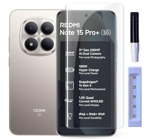 Image of FabekeeAdvanced HD+ UV Tempered Glass Screen Protector For Redmi Note 15 Pro Plus 5G (6.83 Inch, Pack of 1) Full Adhesive UV Curved Screen Guard, Case Friendly with installation kit & Guide
