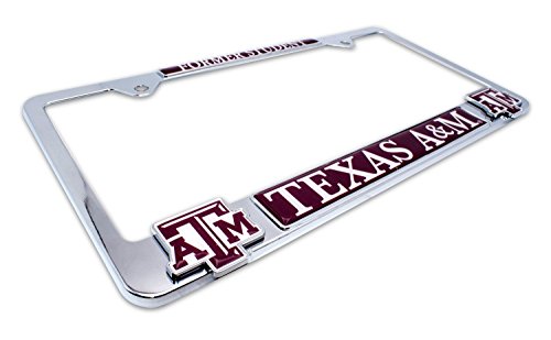 Premium All Metal TAMU Aggies Alumni (Former Student) License Plate Frame w/ Dual 3D Logos - Second Generation (Texas A&M)