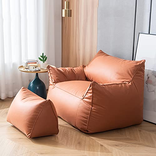 DTLEO Pouf Classique Poufs de Salon Canapé Lazy Sack - Lazy Lounger Pouf avec Repose-Pieds (sans Remplissage) Tatami Chaise Longue Siège Pouf Housse de Rangement,Marron Cover