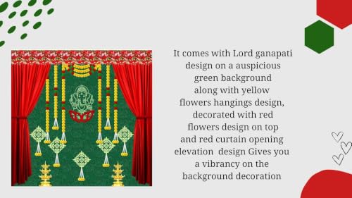 Image of varalakshmi Backdrop Cloth for Decorations Pooja | Ganapati backdrops Decoration | puja Backdrop Decoration Cloth | Backdrop Cloth for Decorations Pooja (gr Ganesh(5x5 ft))