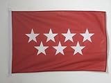 Uso : Exterior AZ FLAG Bandera de la Comunidad DE Madrid 90x60cm Uso Exterior - Bandera MADRILEÑA 60 x 90 cm Anillos