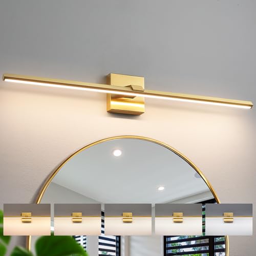 CCYCOL Gold Bathroom Light Fixtures 32 inch Modern Brushed Gold Vanity Light Bar for Bathroom 24W...