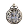 I-MART Retro Antique Bronze Pocket Watch with 31″ Lobster Clasp Necklace Chain, Classic Quartz Clock Necklace, Vintage Steampunk Pocket Watch with Chain for Men and Women