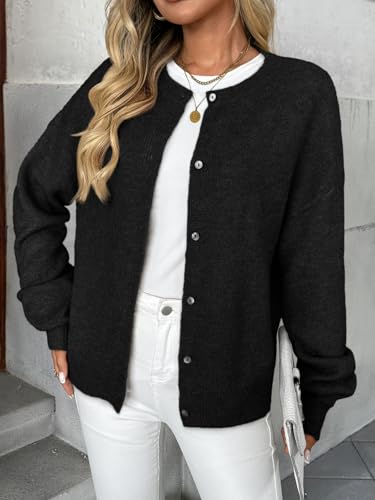 LILLUSORY Womens Crew Neck Button Down Cozy Cardigan Sweater Fall Outfits 20252