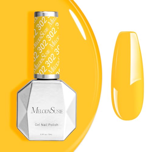 Image of MelodySusie Bright Yellow Gel Polish,0.5fl oz Nails Soak Off UV LED Neon Yellow Gel Nail Polish Gift for Women Nail Art Manicure Salon DIY Nail Design Decoration at Home-302-A2903