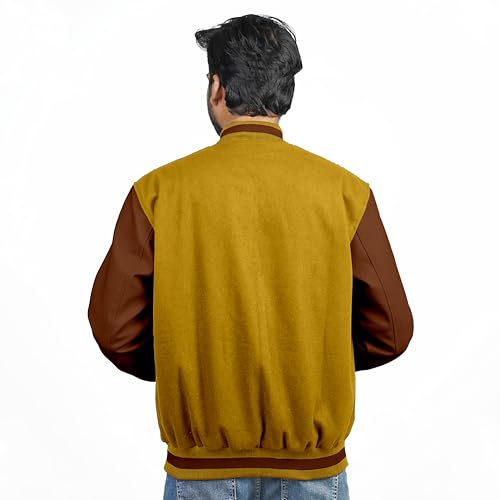 Image of Men's Fashion Varsity Jacket Causal Slim Fit Wool Letterman Baseball Bomber Jackets