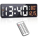 fomobest 16 Inch Digital Wall Clock with Remote, Large Display Modern Wall Clock with Temperature Da