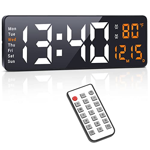 Fomobest 16 Inch Digital Wall Clock With Remote, Large Display Modern Wall Clock With Temperature Date Week, Auto/Custom Brightness, Timer/Countdown, Led Clock For Bedroom, Living Room, Office Decor #TOP6