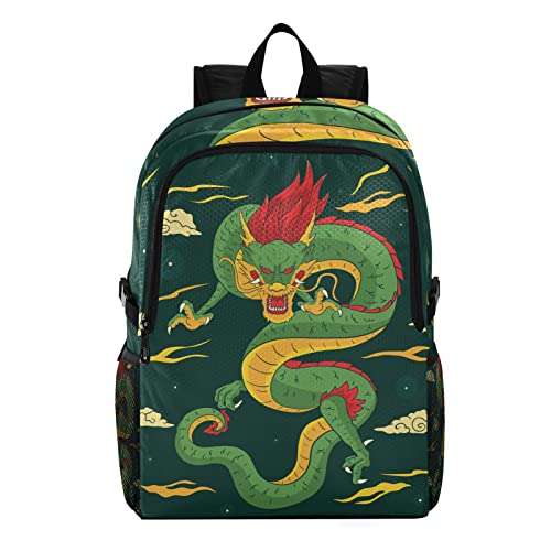 Sac à dos léger Vnurnrn Dragon Vert pour voyage et sorties scolaires