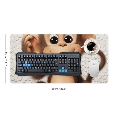 Alfombrilla grande para escritorio Cute Monkey blanca miniatura 2