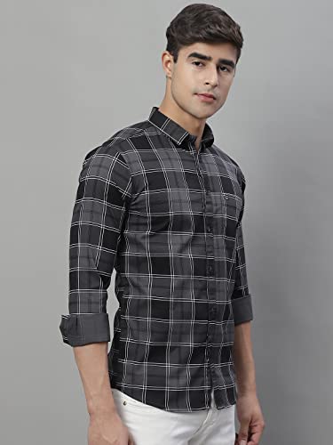 Image of Majestic Man Slim Fit Cotton Casual Check Shirt for Men