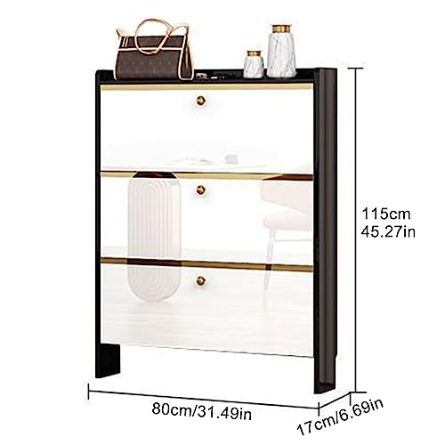 Zapateros de madera blanco con 3 cajones abatibles y estante ajustable 6