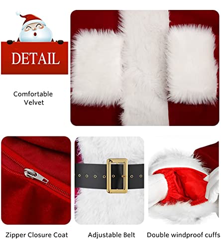 Christmas Santa Claus Costume Men's Costume Santa Suit Set Santa Costume Christmas Costume (Large,11 Pcs Santa Costumes Wine Red) #TOP3